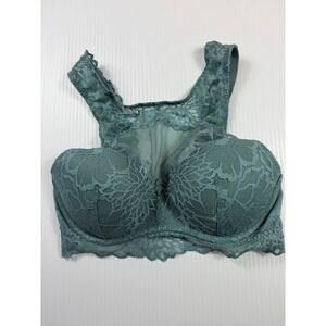 PINK Victoria's Secret Lace Racerback‎ Bralette Padded Bra Green S/P